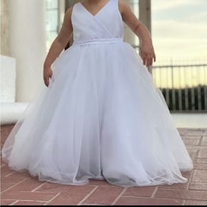 White Toddler Flower Girl White Dress 3T Ball-Gown Princess Floor-length Tulle